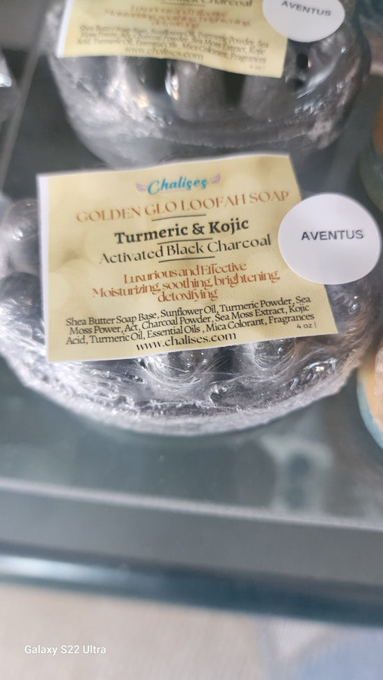 Golden Glo Turmeric and Kojic Loofah Soap - Chalises Heavenly Inspired