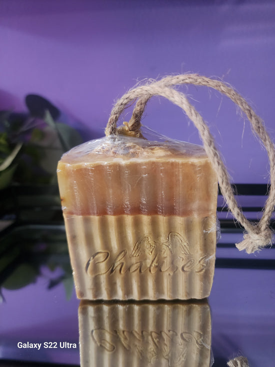 Loofah soap on rope