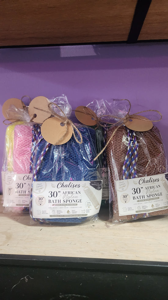 Chalises Exfoliating Bath Sponges | African Nylon Sponge & Natural Loofah
