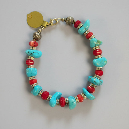 Turquoise & Red Southwest Bracelet|Chalises